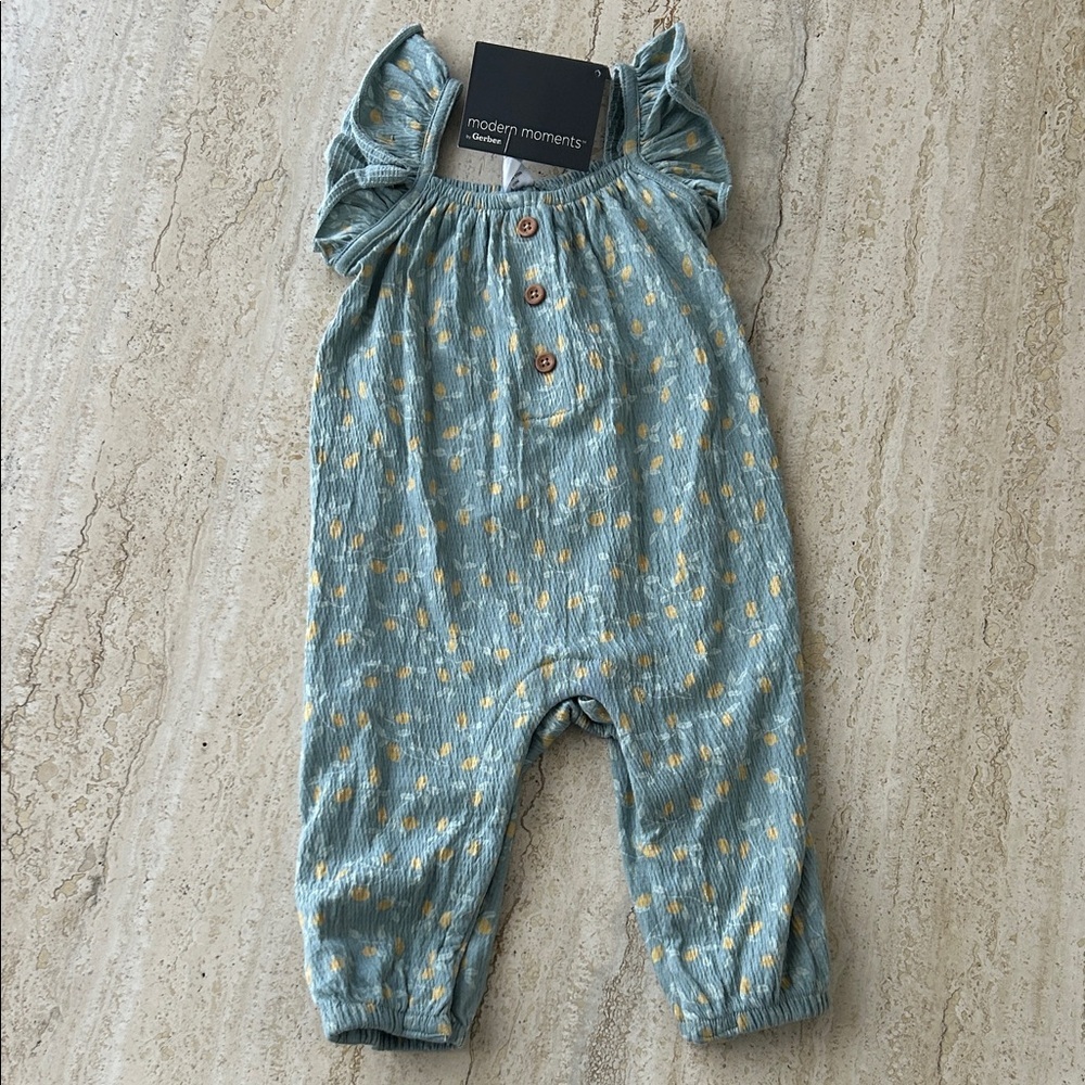 NEW 🆕 Modern Moments Kids Green and Yellow Floral Jumpsuit 6-9 months